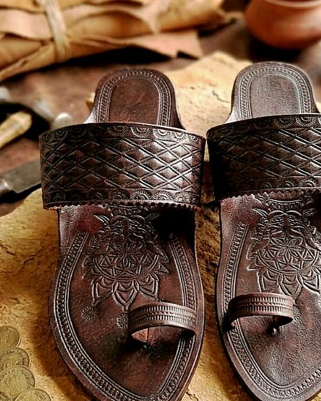 Detail of the Aarambh strap and stamped footbed